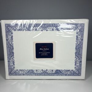 Spode Blue Avanti Linens Set of 4 Placemats 18" x 13" Blue White Framed Print